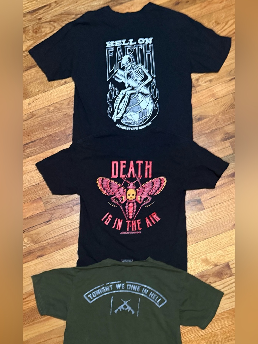 Men's Med Short Sleeve Graphic T-Shirts Lot Of 3 Assholes Live Forever Nirvana